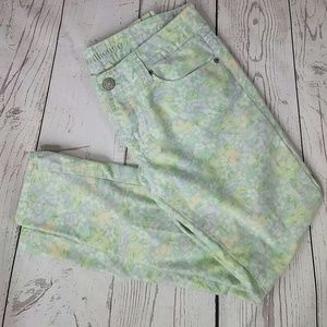 (Dollhouse) Green flower print skinny pants.